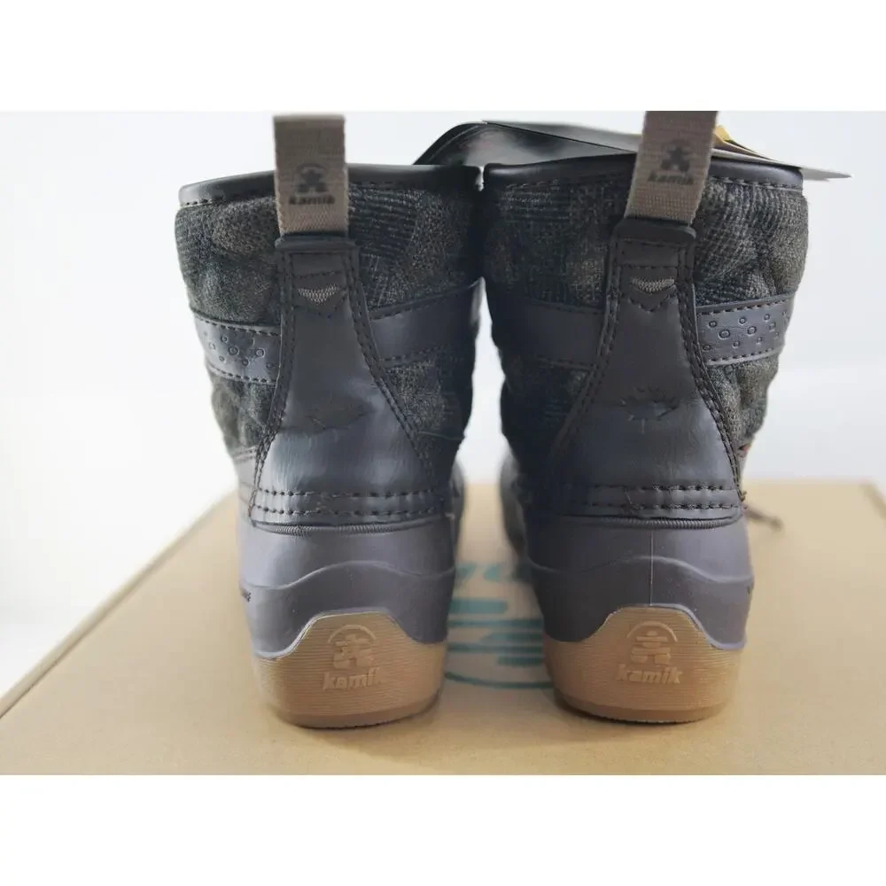 Kamik Sierra Mid Duck Boots Girls Java Leather Waterproof‎ Ankle Size 13
